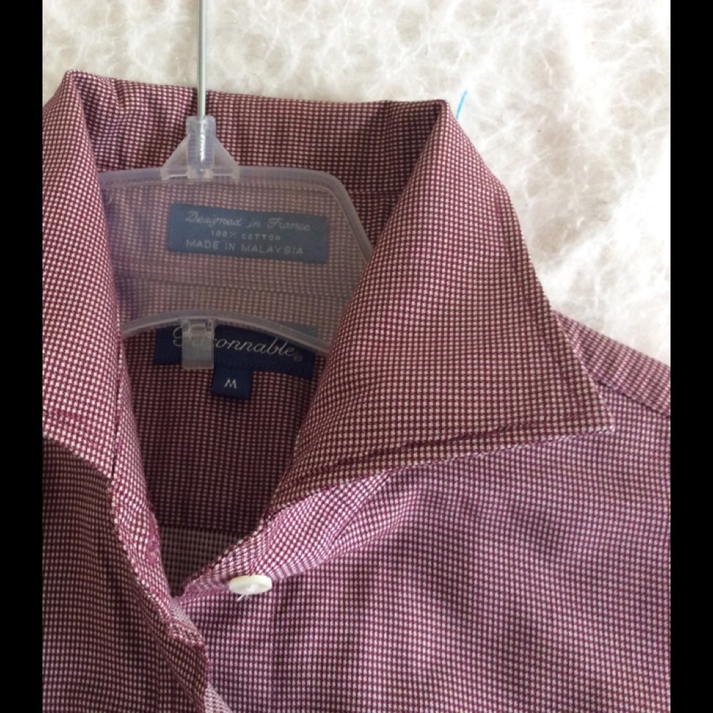 Women’s Burgundy tiny check cotton Blouse.